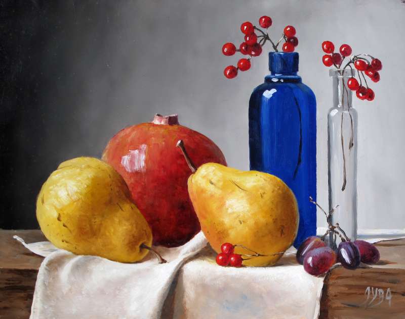 Bottles and Fruit